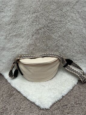 Universal Thread Cream Crossbody Belt Bag with Patterned Strap